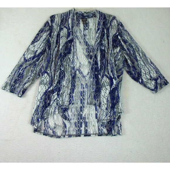 Chicos Weekends Size‎ 3 -Large 3/4 Sleeve Full Zip Jacket Women Purple Polyester - Picture 2 of 8
